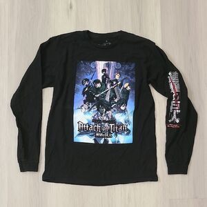 Attack On Titan Final Season Black Long Sleeve Graphic Tee Unisex Medium Eren